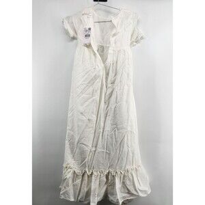 Mango MNG Girls Size 9 White Ruffled Linen Dress NWT Pleated Belt Long $99